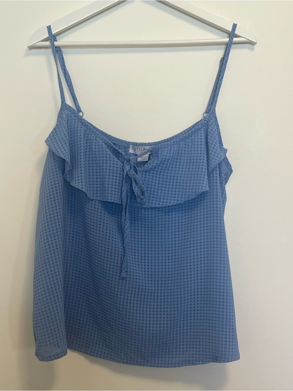 Cotton On Blue Ruffle Tie-Front Cami Top Women's Sleeveless Tank